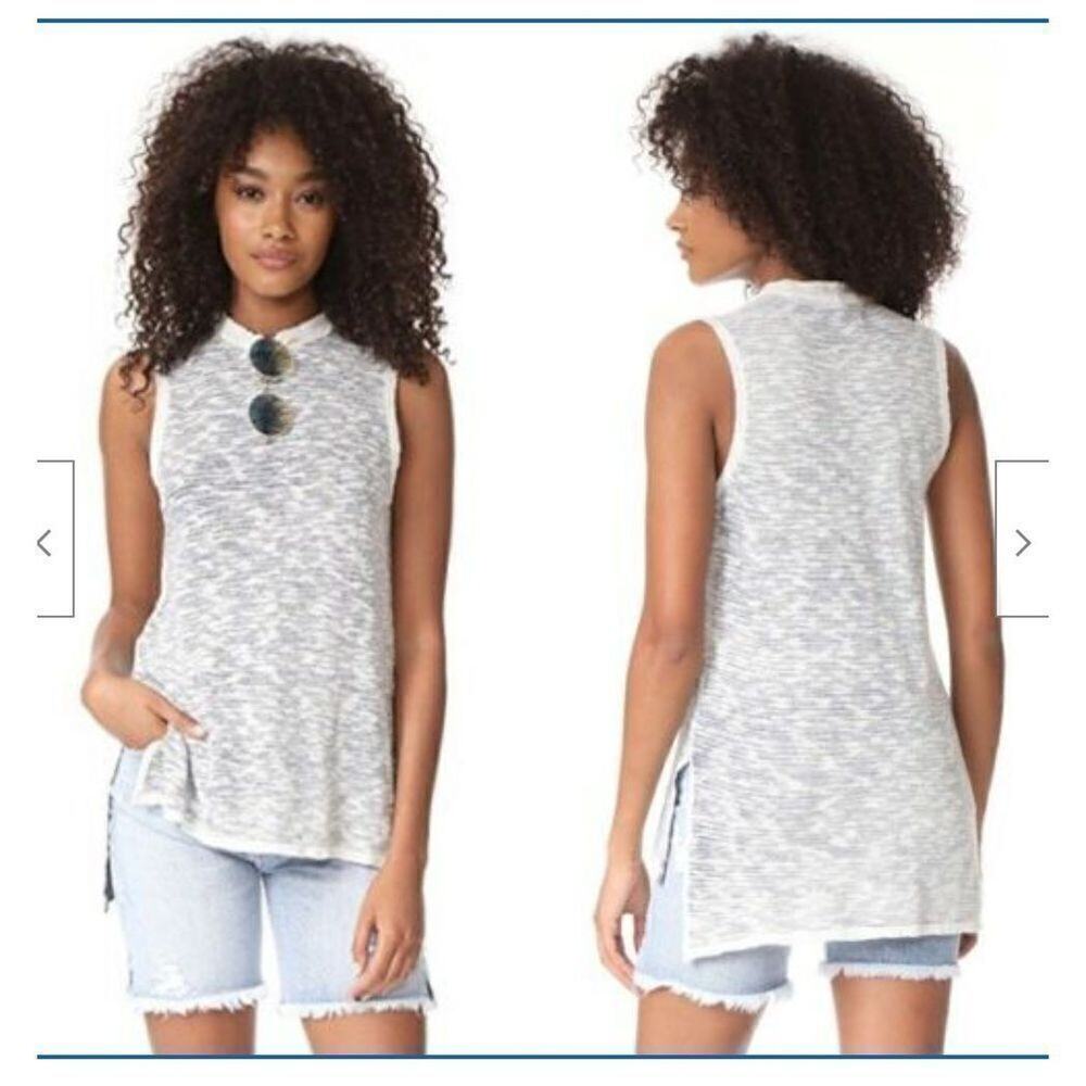 SOL ANGELES Playa Spray Burnout Tunic Top Rayon Blend Hi Low Sleeveless Large